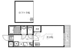 京都市営烏丸線 今出川駅 徒歩22分の賃貸マンション 3階1Kの間取り