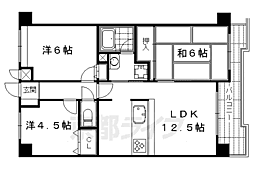 京都地下鉄東西線 二条城前駅 徒歩4分の賃貸マンション 5階3LDKの間取り