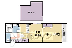 JR山陰本線 円町駅 徒歩5分の賃貸マンション 3階1LDKの間取り