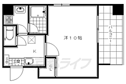 JR山陰本線 梅小路京都西駅 徒歩2分の賃貸マンション 3階1Kの間取り
