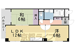 京都市営烏丸線 四条駅 徒歩7分の賃貸マンション 5階2LDKの間取り