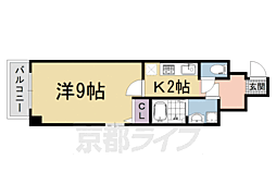 京都市営烏丸線 四条駅 徒歩6分の賃貸マンション 6階1Kの間取り