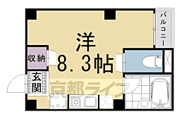 京都市営烏丸線 五条駅 徒歩5分の賃貸マンション 4階1Kの間取り