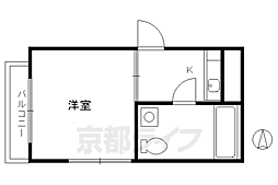 阪急京都本線 大宮駅 徒歩5分の賃貸マンション 2階1Kの間取り