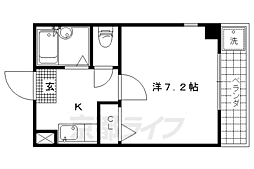 京福電気鉄道北野線 北野白梅町駅 徒歩11分の賃貸マンション 2階1Kの間取り