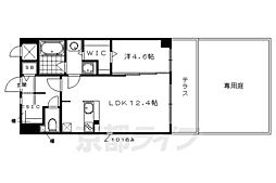 グランデュア京　東一条 1階1LDKの間取り