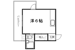 京都市営烏丸線 国際会館駅 徒歩1分の賃貸マンション 3階ワンルームの間取り