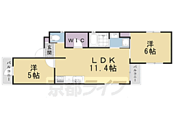 京都グランデ五番館 3階2LDKの間取り