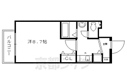 プレサンス京大東 6階1Kの間取り