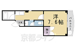 エクセルハイツ黒田 2階1Kの間取り