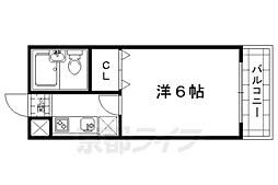 北斗ハイツ 1階1Kの間取り