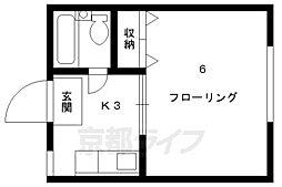 ヴィラ本間II 2階1Kの間取り