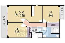 京阪本線 清水五条駅 徒歩10分の賃貸マンション 4階2LDKの間取り