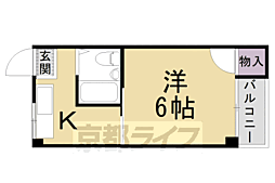 京阪本線 東福寺駅 徒歩2分の賃貸マンション 2階1Kの間取り