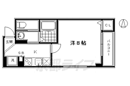 京阪本線 七条駅 徒歩4分の賃貸マンション 2階1Kの間取り
