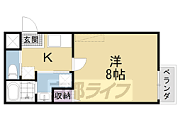 京都市営烏丸線 十条駅 徒歩2分の賃貸マンション 4階1Kの間取り