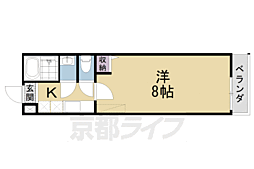 京都市営烏丸線 十条駅 徒歩2分の賃貸マンション 1階1Kの間取り
