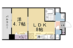 JR山陰本線 二条駅 徒歩4分の賃貸マンション 5階1LDKの間取り