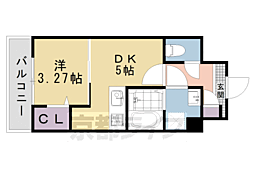 JR山陰本線 二条駅 徒歩5分の賃貸マンション 5階1DKの間取り
