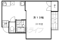 京都市営烏丸線 烏丸御池駅 徒歩8分の賃貸アパート 2階1DKの間取り