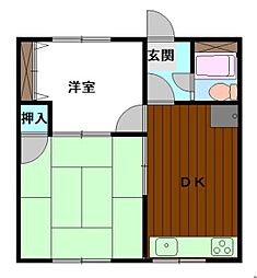 メゾンあゆみ 1階2DKの間取り