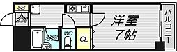 ロイヤル天満橋 5階1Kの間取り