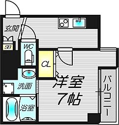 コンフォータブル阿波座 5階1Kの間取り