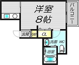 ラフォーレ東野田II 4階1Kの間取り