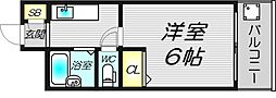 天満グリーン土井マンション 6階1Kの間取り