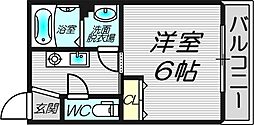 リヴァーHONJYO 1階1Kの間取り