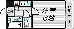 メロヴィングパレス 4階1Kの間取り