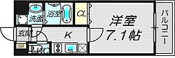 阪急千里線 豊津駅 徒歩12分の賃貸マンション 5階1Kの間取り