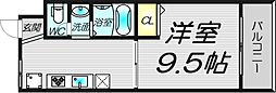 シャトー中島別館 3階1DKの間取り