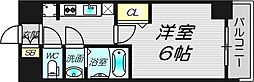 gm難波ウエストD.C. 6階1Kの間取り
