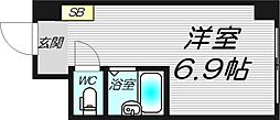 アンサンブル梅田 8階ワンルームの間取り