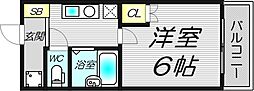 エムロード都島 4階1Kの間取り