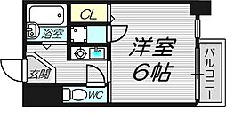 セレッソコート梅田東 2階1Kの間取り