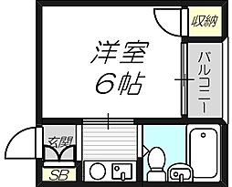 近鉄大阪線 鶴橋駅 徒歩5分の賃貸マンション 3階1Kの間取り