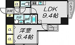 ビエラコート天神橋 1LDKの間取図画像