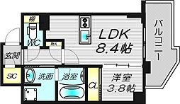 クレストコート堂島 1LDKの間取図画像