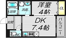 HARU都島FRONT 1LDKの間取図画像
