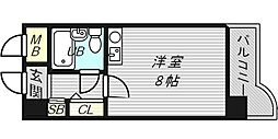 メロディーハイム中津3番館 1Kの間取図画像