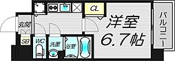 プレサンス天神橋ラ・デュアル 1Kの間取図画像