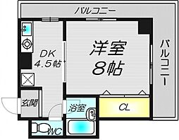 エクセル難波 1DKの間取図画像