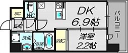 セレニテ十三ミラク 1DKの間取図画像