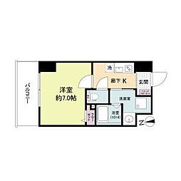 ブランシエスタ都島通 8階1Kの間取り