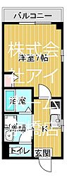 パーラム関目 1階1Kの間取り