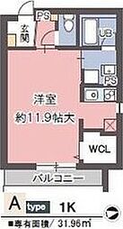 ボンジューネ 1階1Kの間取り