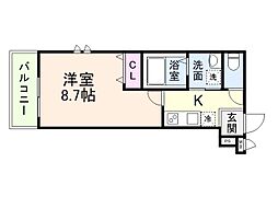 コウジィコート野崎 3階1Kの間取り