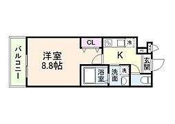 コウジィコート野崎 3階1Kの間取り